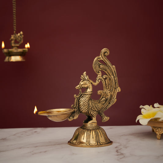 Brass Exotic Peacock Single Wick Diya