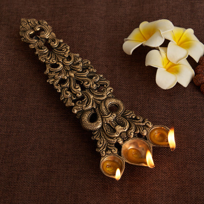 Big Snake Design Hand-Etched Ghee/Pooja Hawan Spoon/Diya